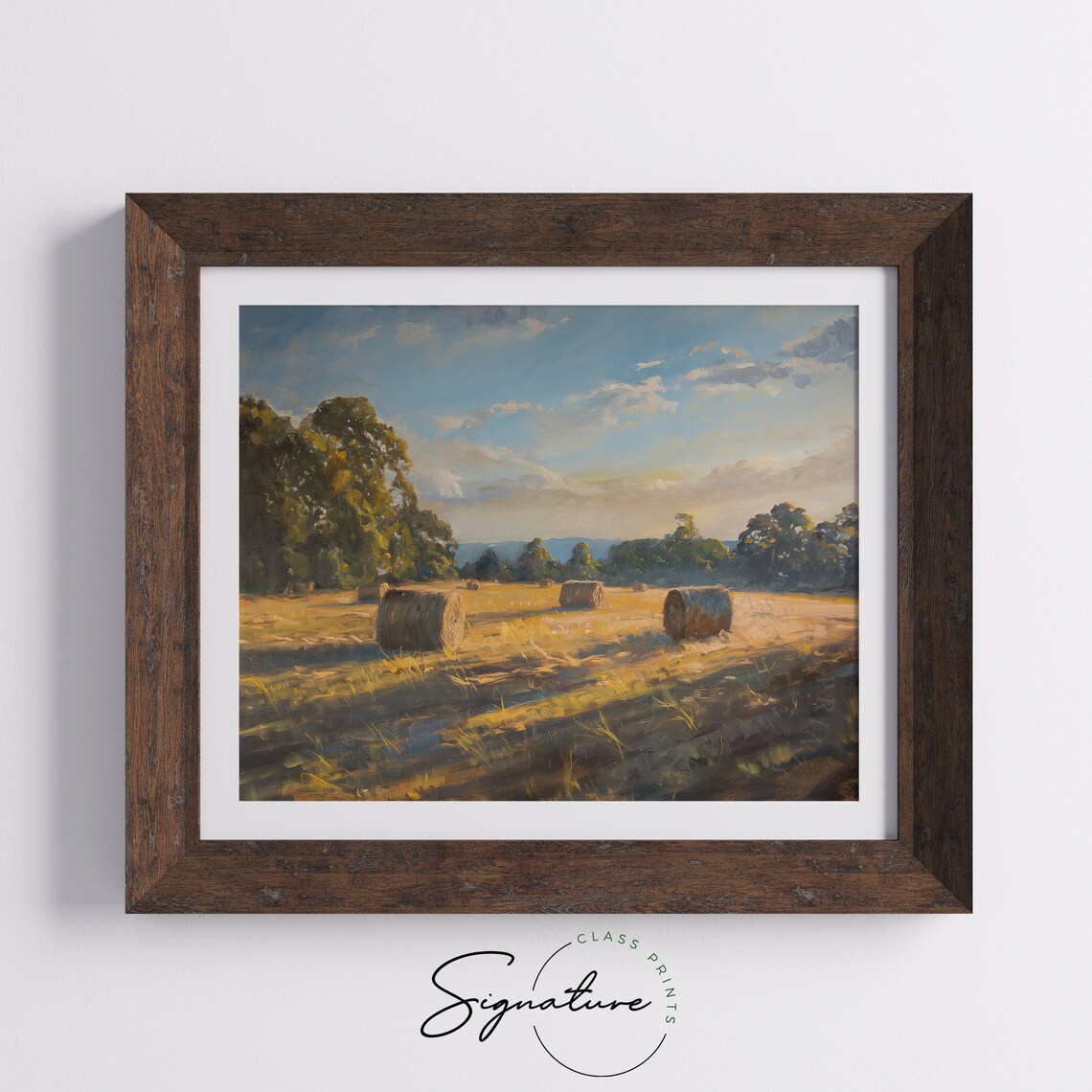 Golden Hay Bales Sunset Farm Field Warm Evening Harvest Landscape Poster - Image 5