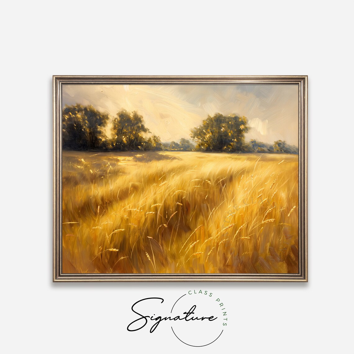 Afternoon Barley Field Painting, Rustic Farmhouse Art Print - Image 4