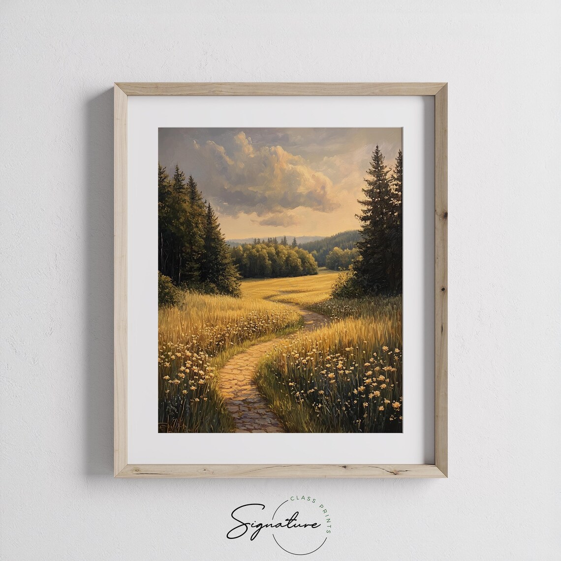 Meadow Path Under A Golden Sky, Cottagecore Landscape - Image 2