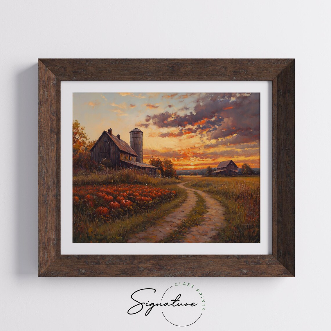 Vintage Autumn Farm Pumpkin Patch and Barn Art Print - Image 5