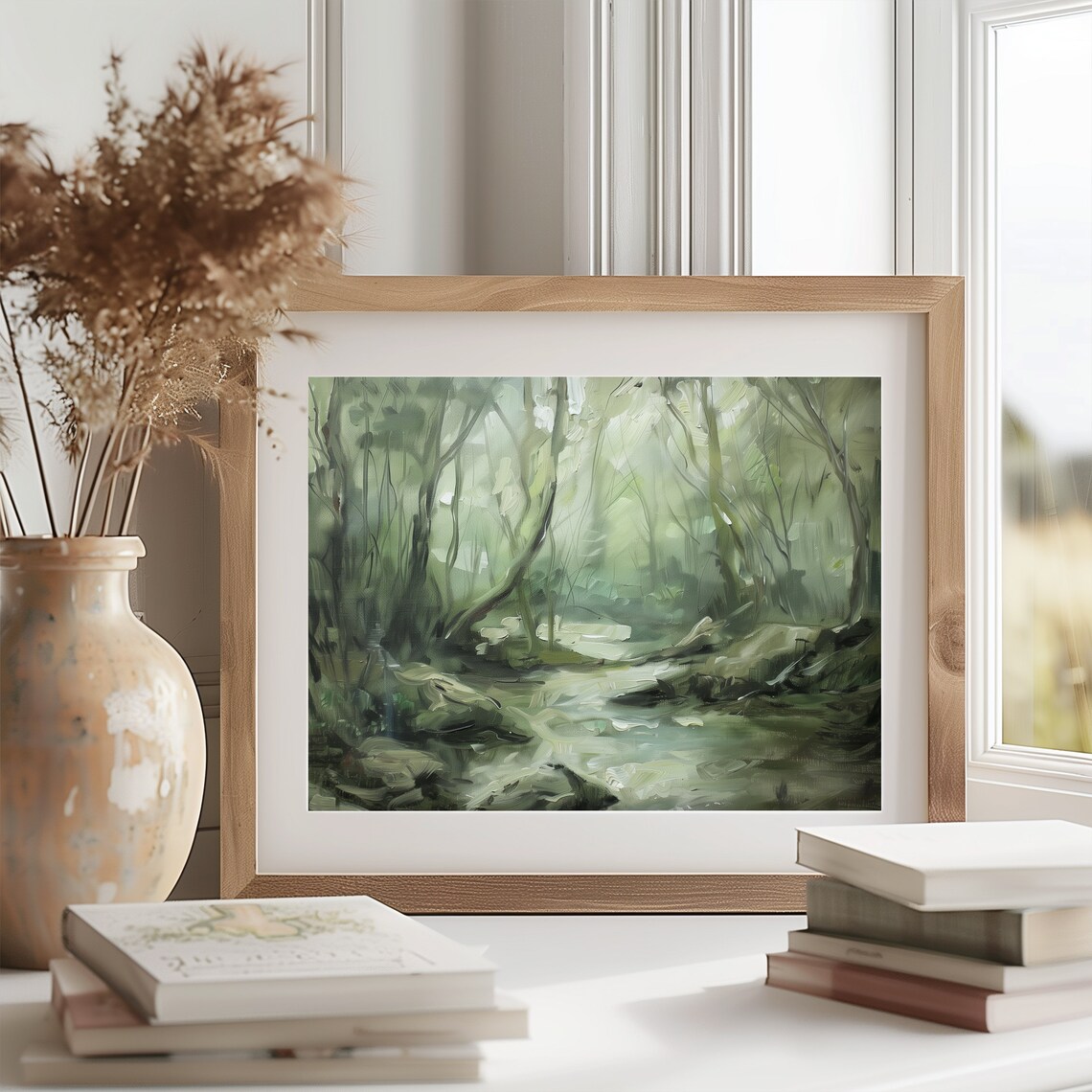 Forest Stream Art Print, Rustic Woodland Nature Scene - Image 2
