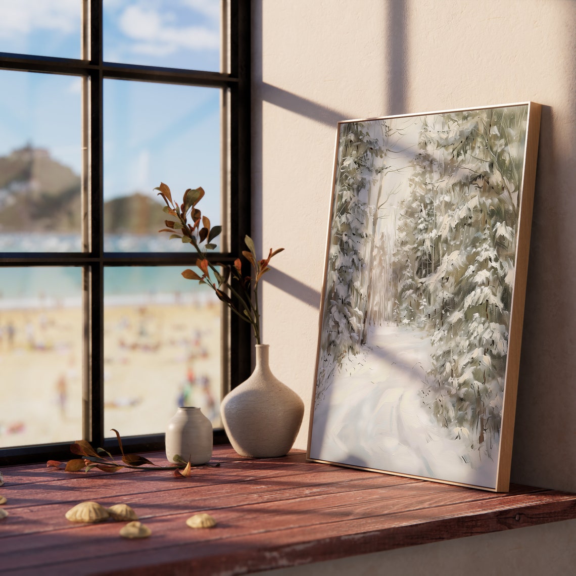 Snowy Boreal Forest Path in Soft Winter Light Landscape Poster - Image 5