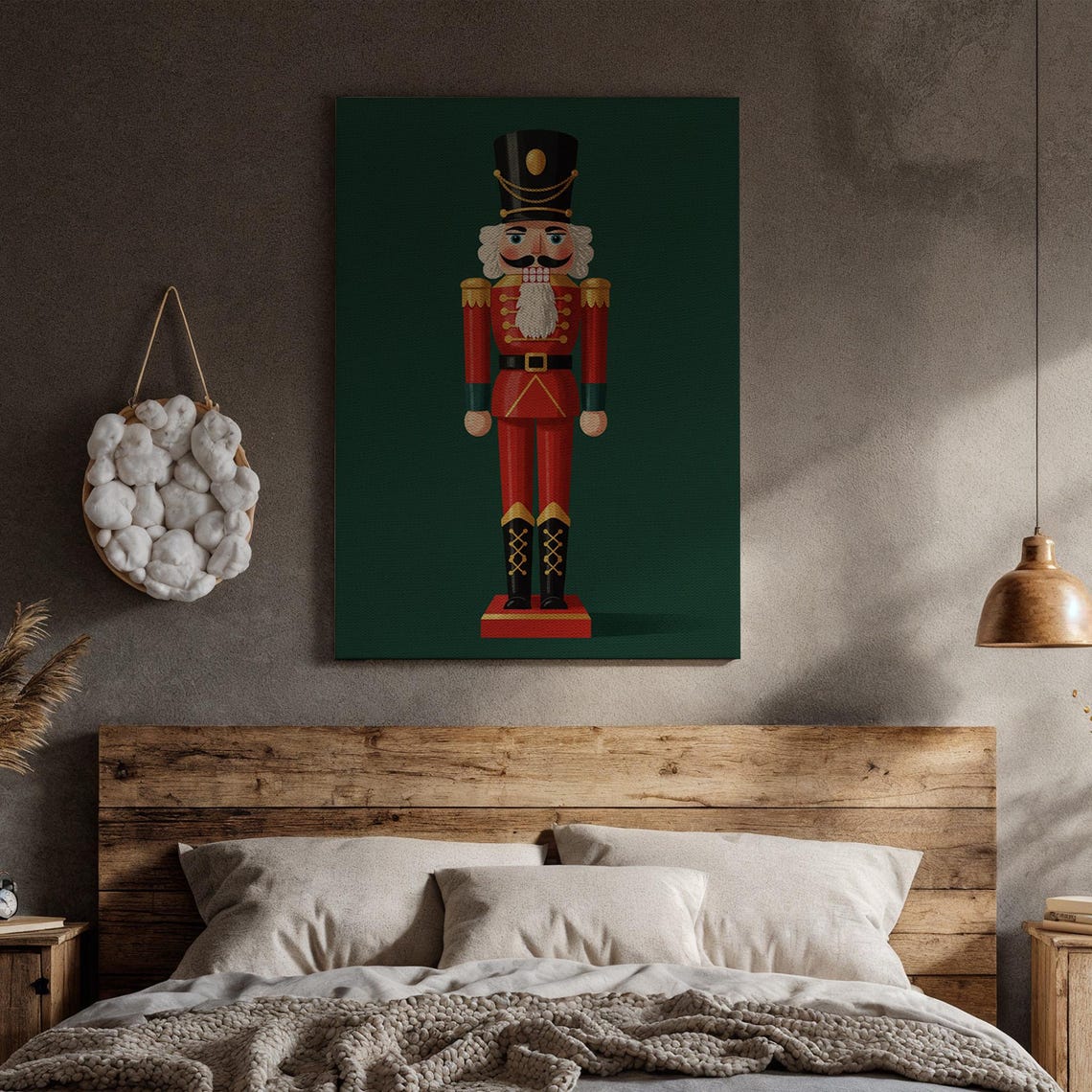 Red Nutcracker Soldier Christmas Toy Vintage Holiday Art Poster