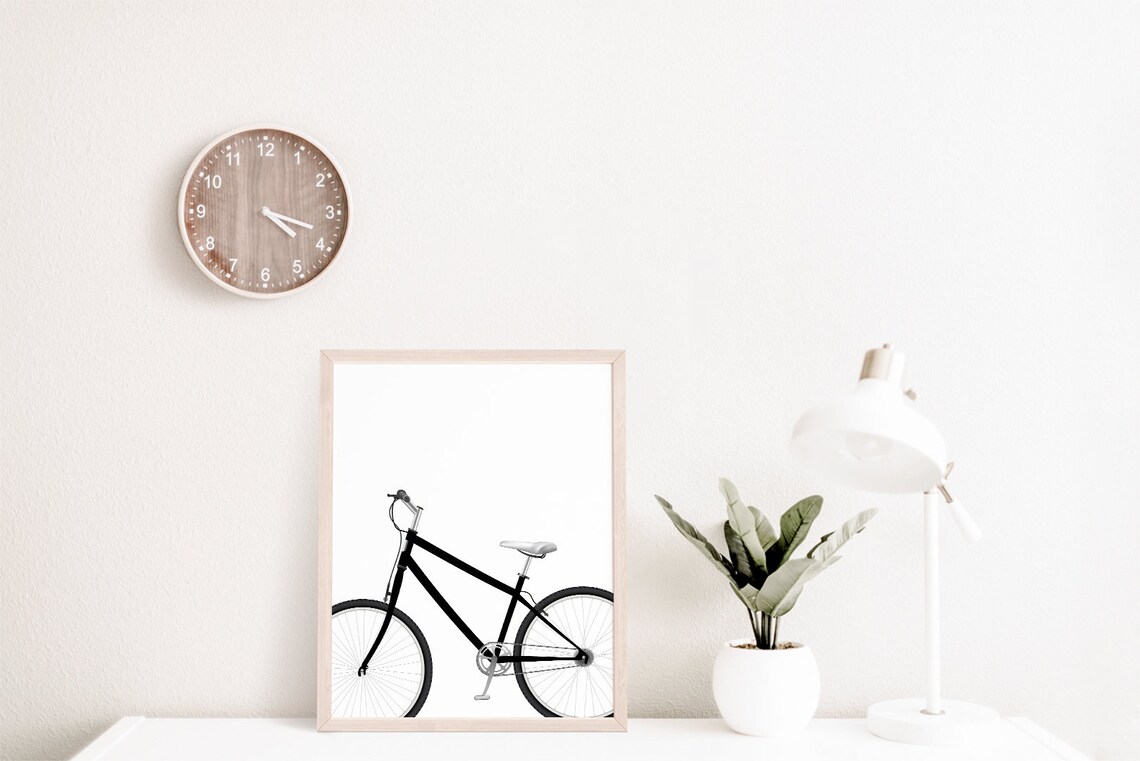 Minimalist Bicycle Black Line Art Bike Nursery Kids Room Poster - Image 2