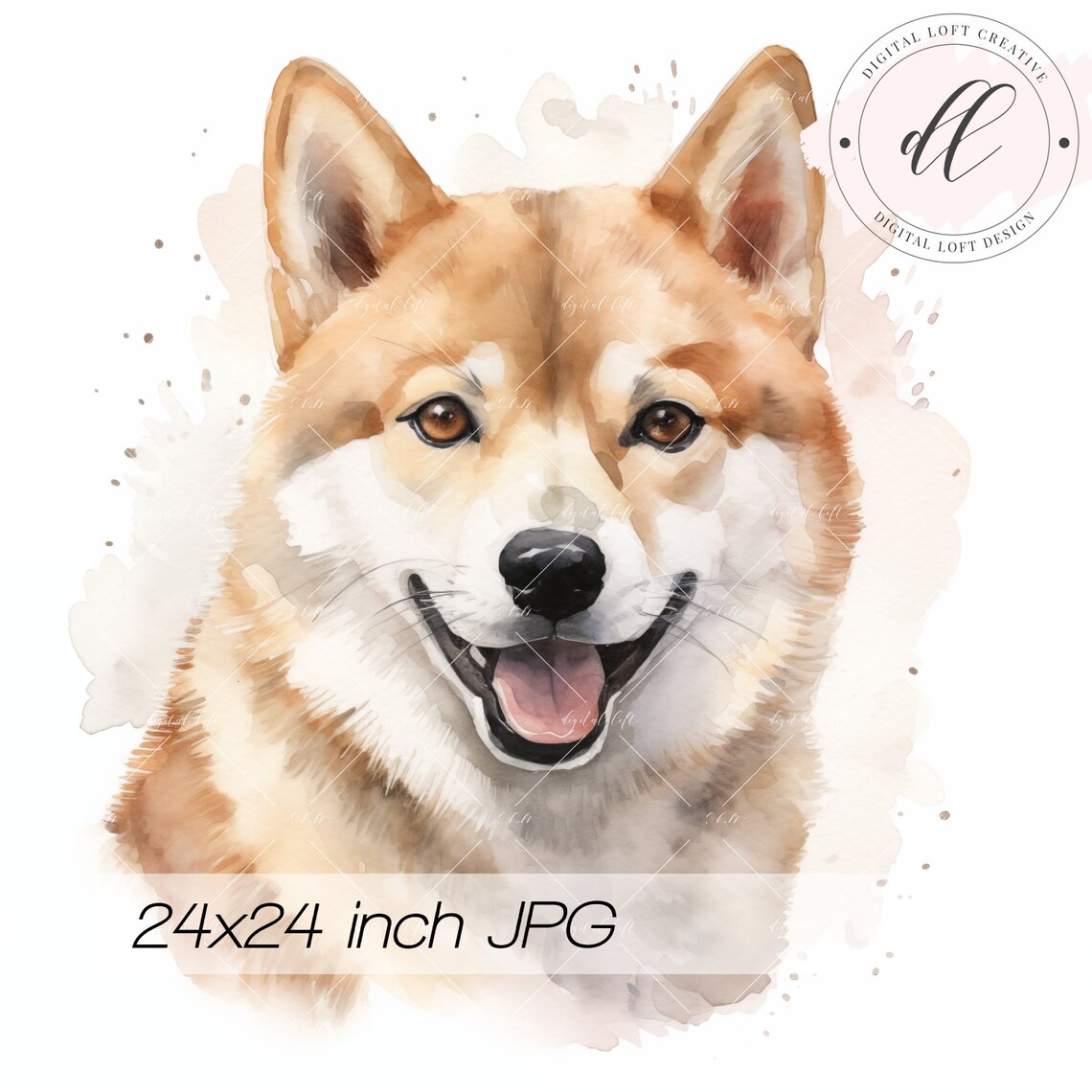 Watercolor Shiba Inu Print Happy Dog Wall Art Animal Illustration Nursery Decor Dog Lover Gift Instant Jpg