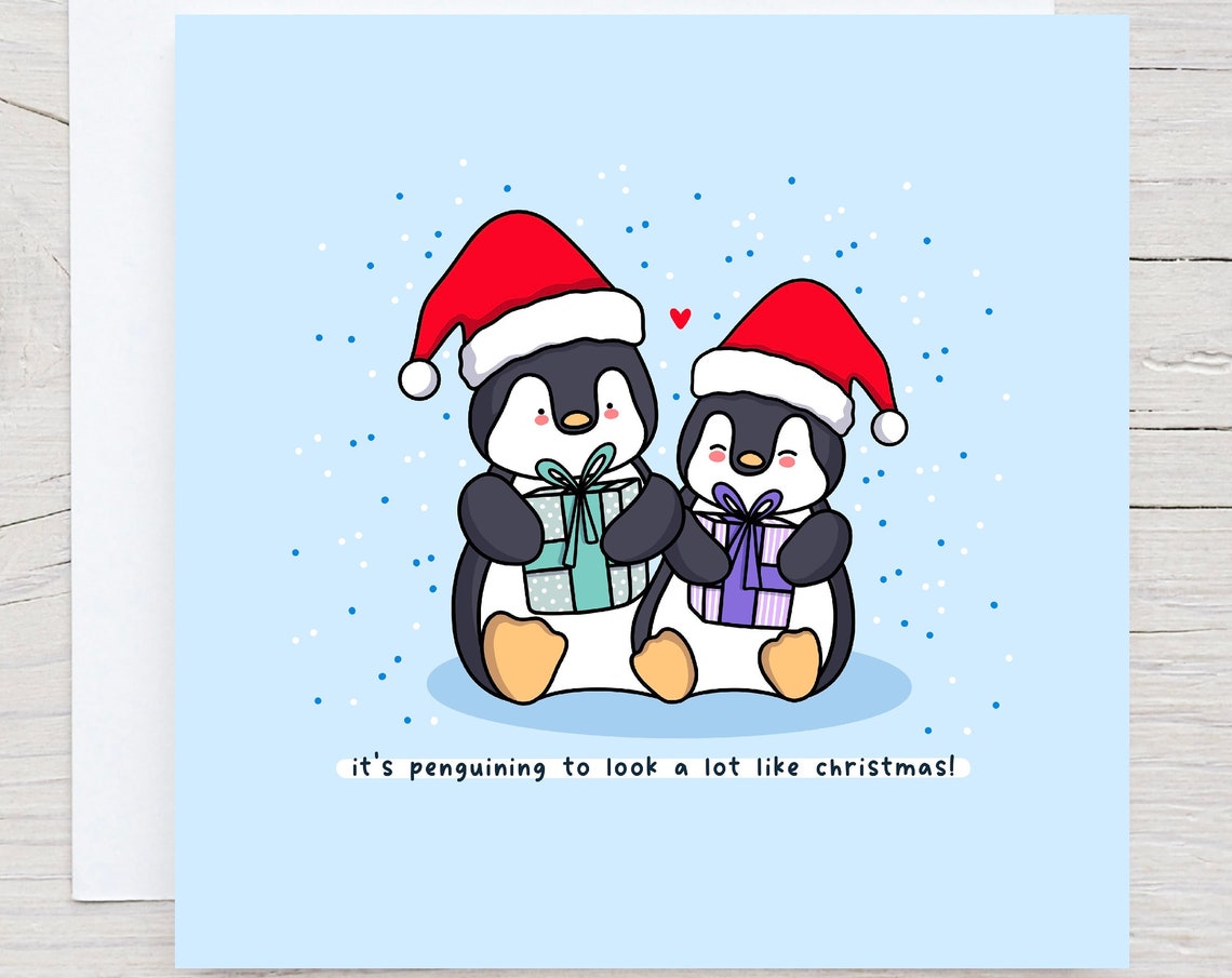 Its Penguining To Look A Lot Like Christmas Illustrated Card Print
