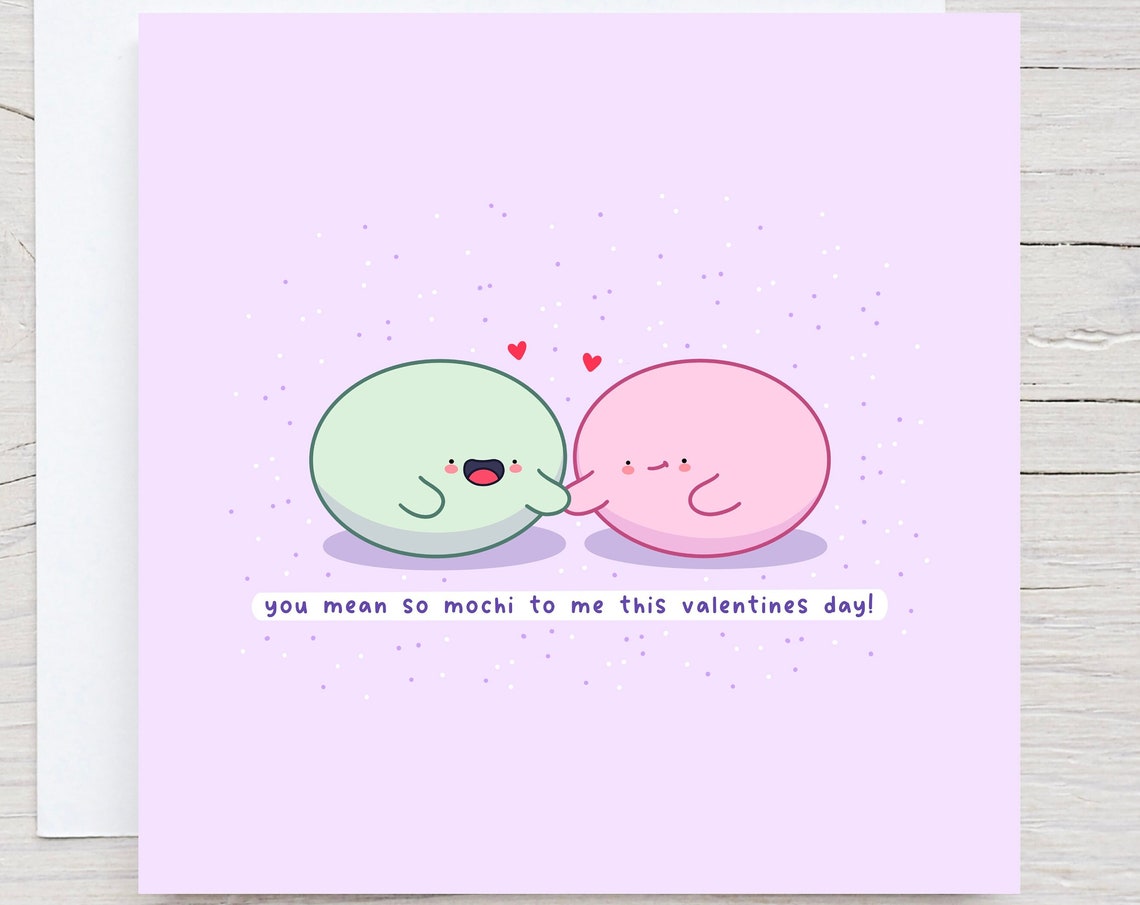 You Mean So Mochi to Me Cute Mochi Pair Valentine Card Poster