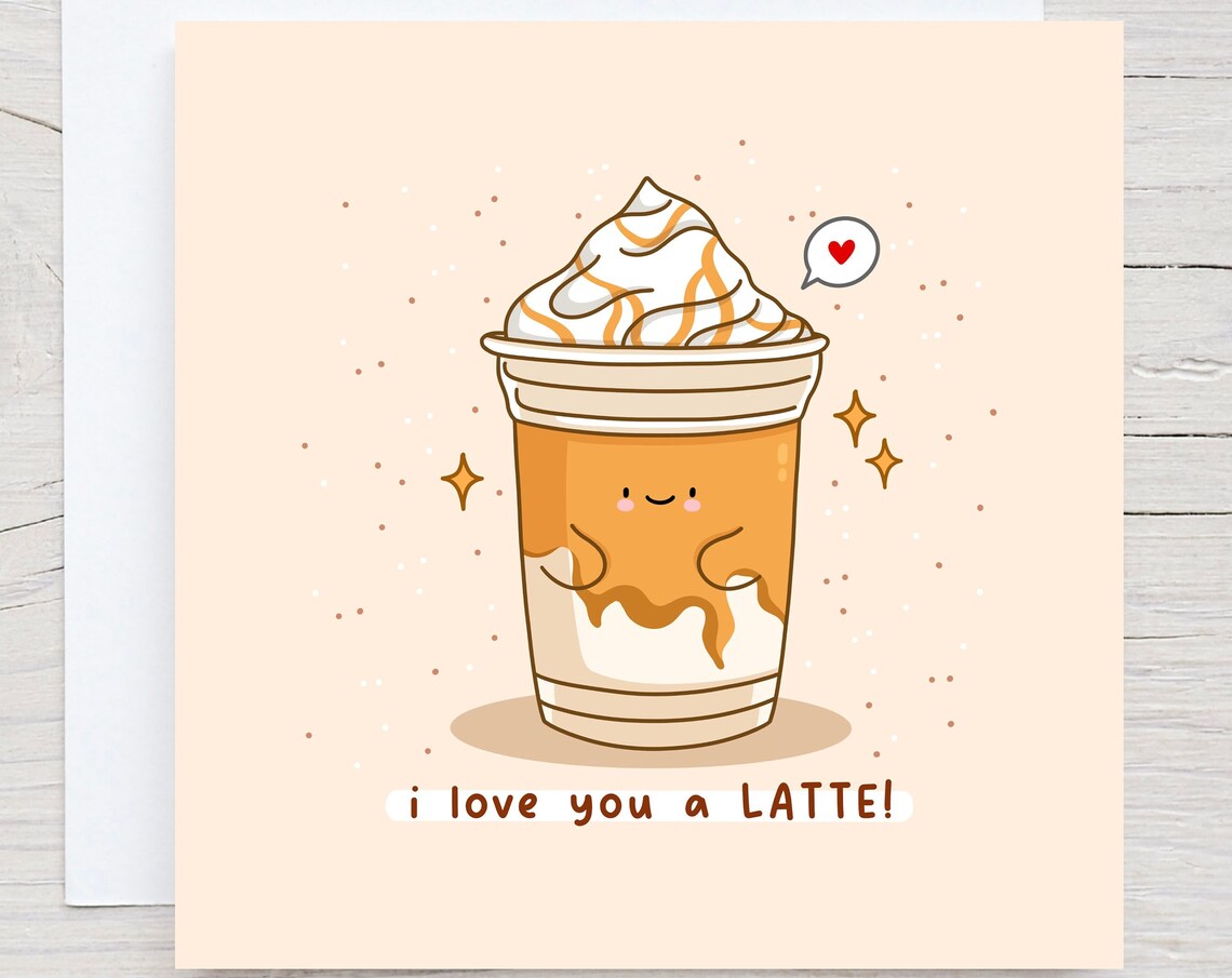 Cute Latte Kawaii Card, Coffee Lover Love Poster