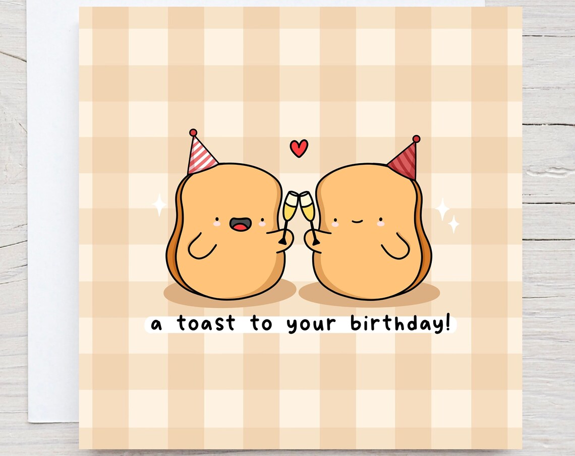 Kawaii A Toast to Your Birthday Champagne Toasts Pun Art Print