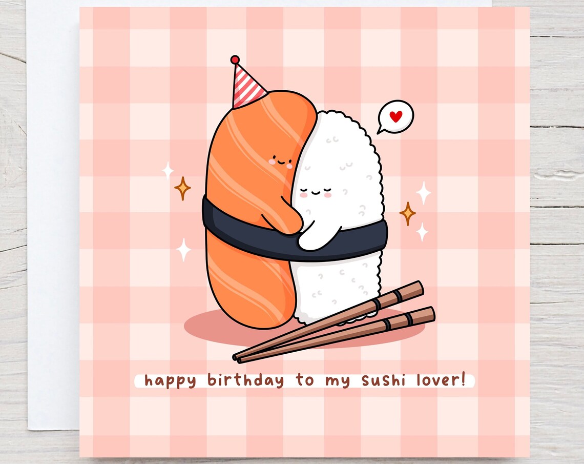 Kawaii Happy Birthday to My Sushi Lover Nigiri Pun Art Print