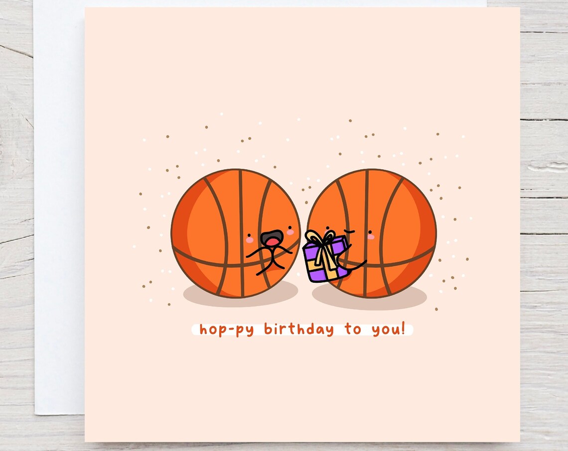 Hop-py Birthday To You Basketball Pun Birthday Illustrated Card Print