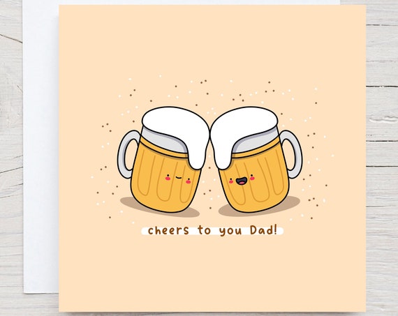 Happy Fathers Day Card Kawaii Card Beer Pint Punny Card Funny Dads Birthday Card Beer Card For Dad
