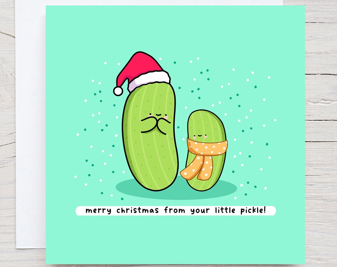 Merry Christmas From Your Little Pickle Kawaii Pickle Pair Poster