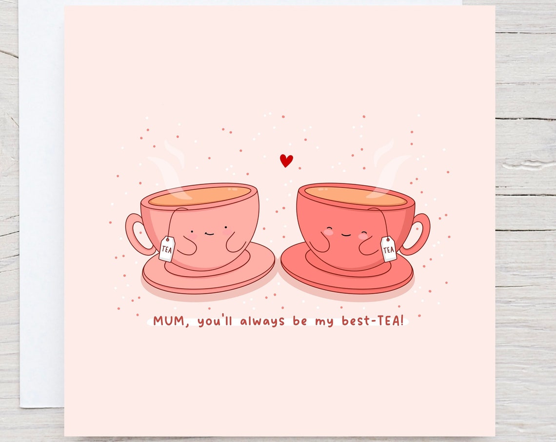 Kawaii Pink Teacup Mothers Day Pun Poster with Best Tea Cups