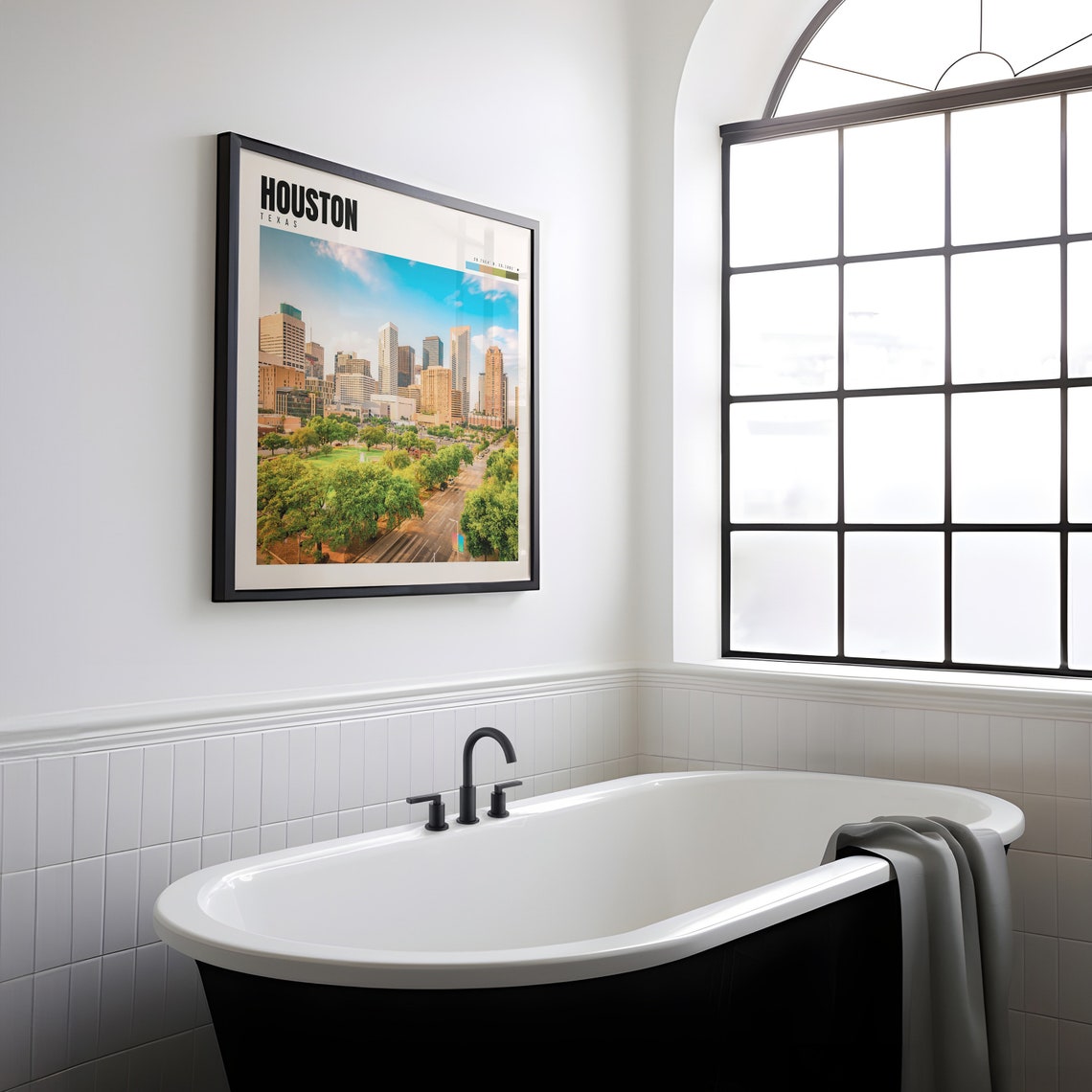 Houston Poster with Downtown Skyline and Green Park Foreground - Image 2