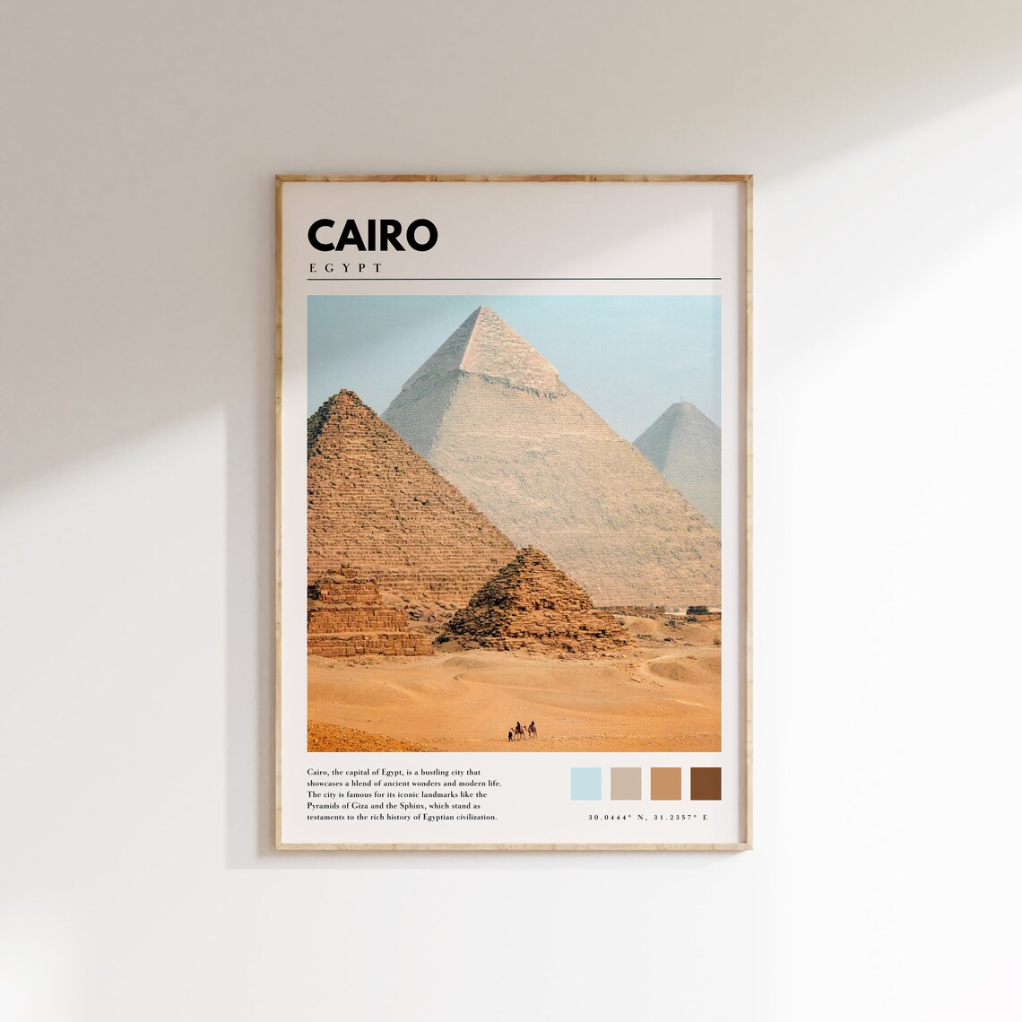 Cairo Giza Pyramids Travel Poster, Egypt View