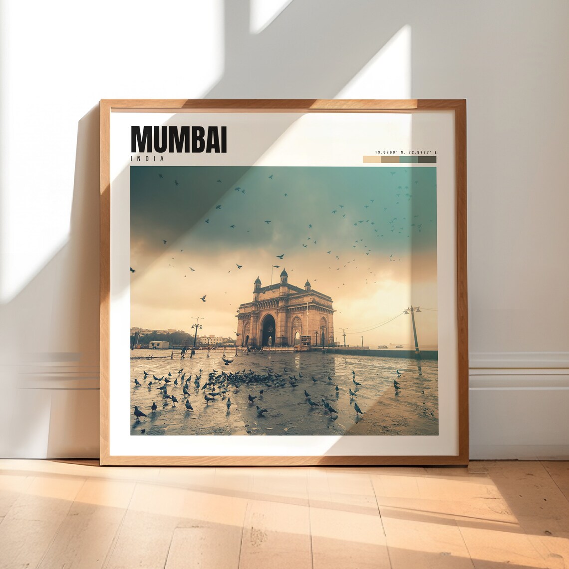 Mumbai India Gateway of India Pigeons Sunrise Waterfront Poster