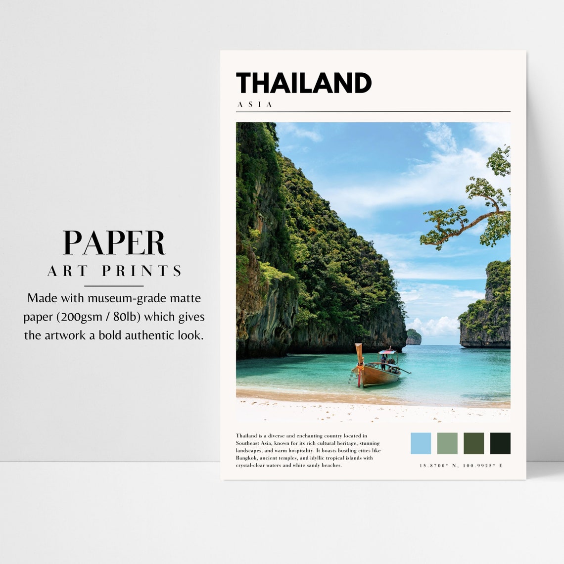 Thailand Phuket Phi Phi Islands Longtail Boat Limestone Bay Poster - Image 2
