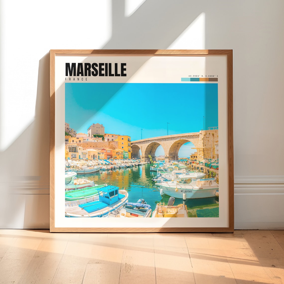 Marseille Poster with Vallon des Auffes Harbor and Stone Viaduct