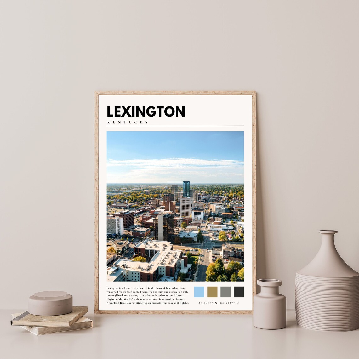 Lexington Kentucky City Aerial Downtown Rooftop Skyline Travel Poster - Image 4