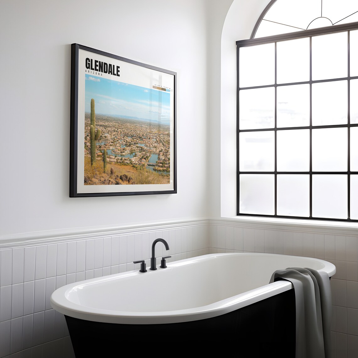 Glendale Arizona Desert Saguaro Cacti Suburban City View Poster - Image 2
