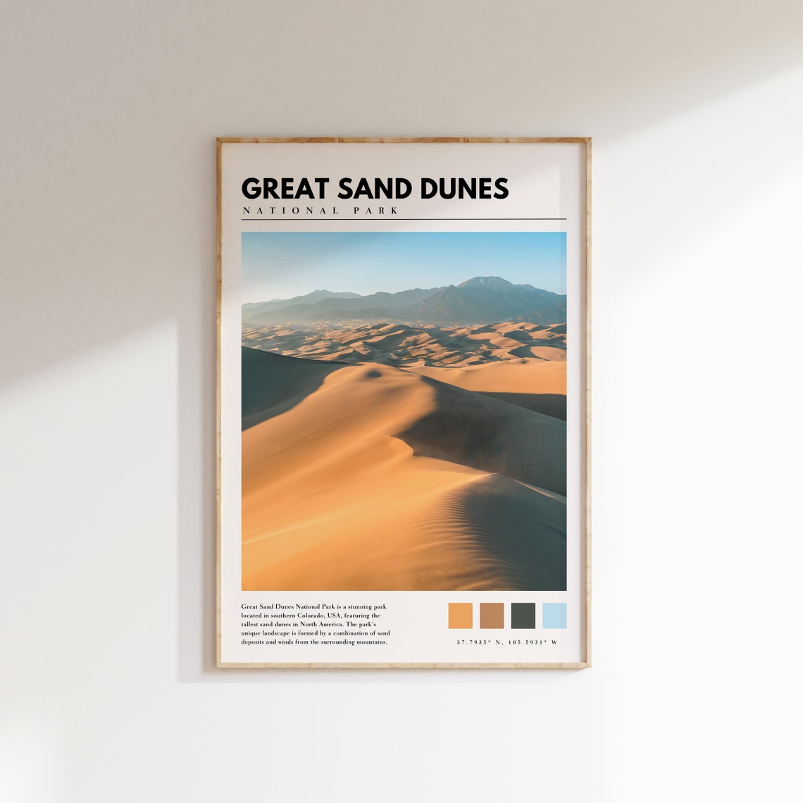 Great Sand Dunes National Park Golden Dunes Ripples Sunset Poster