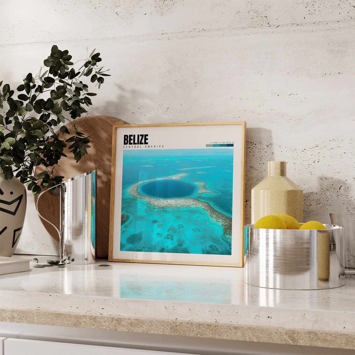 Belize Great Blue Hole Aerial View of Turquoise Lagoon Poster - Image 4