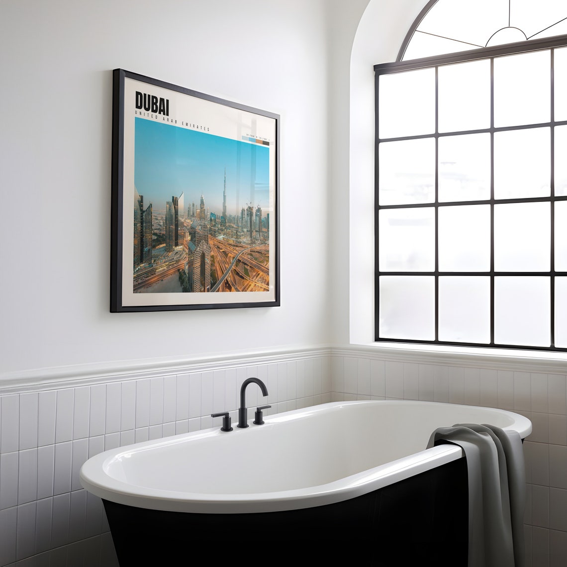 Dubai UAE Burj Khalifa City Skyline Highway Night Lights Poster - Image 2