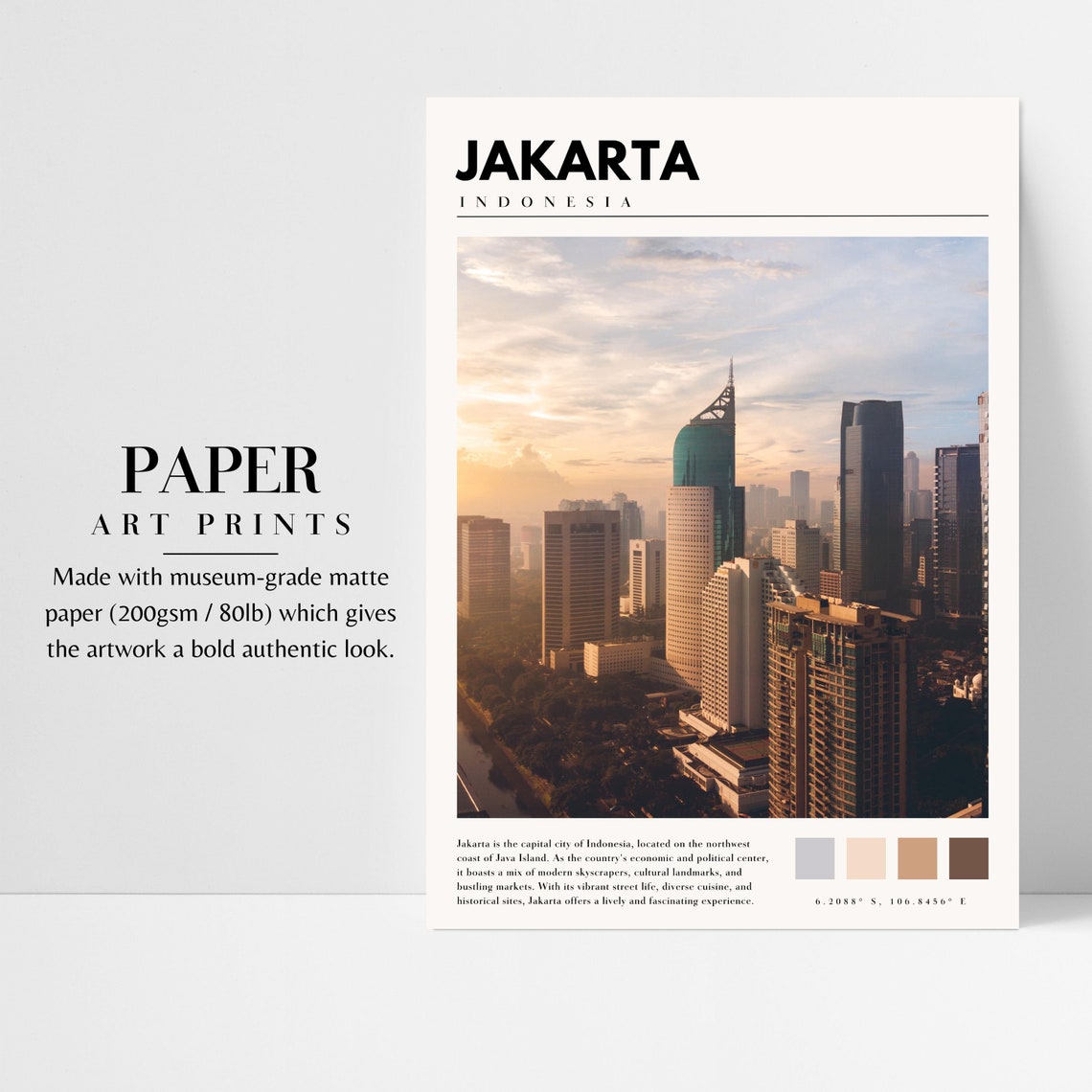 Jakarta Indonesia Downtown Skyline Golden Hour Skyscraper Poster - Image 3