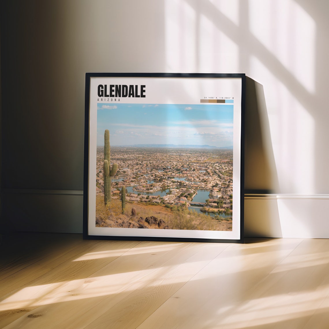 Glendale Arizona Desert Saguaro Cacti Suburban City View Poster - Image 3