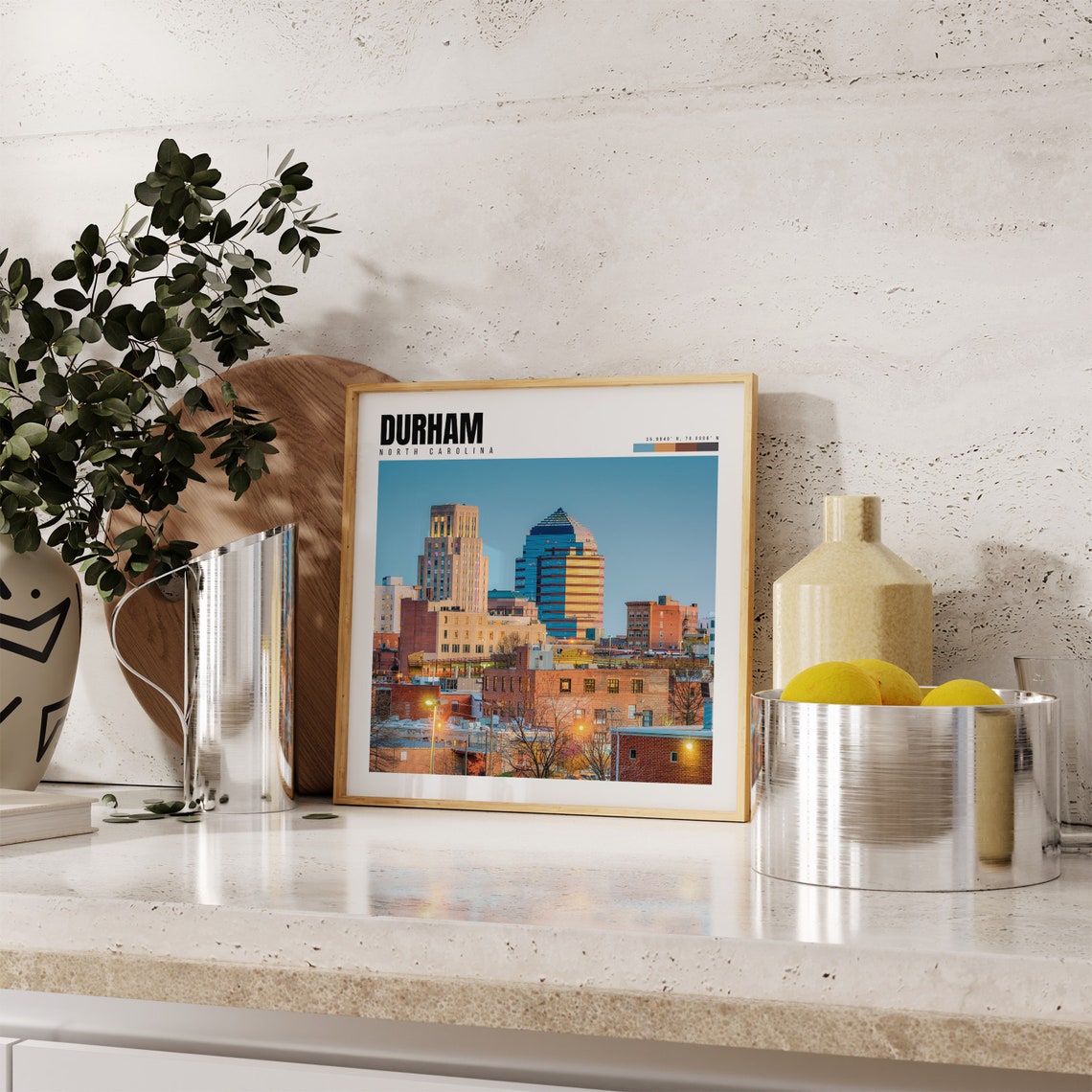 Durham North Carolina Downtown Skyline Dusk City Lights Poster - Image 4