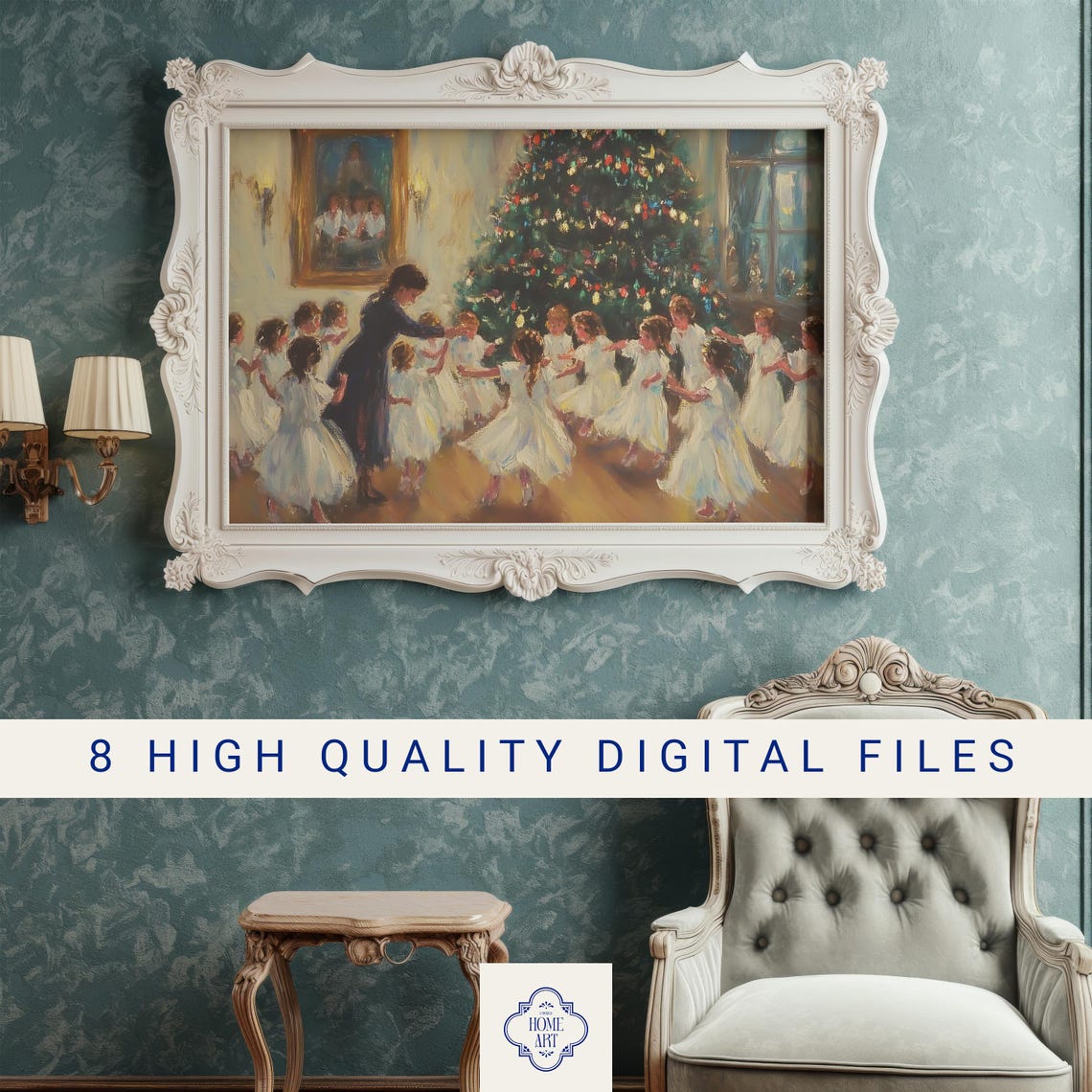 Children Dancing Around Christmas Tree Vintage Holiday Party Poster - Image 3