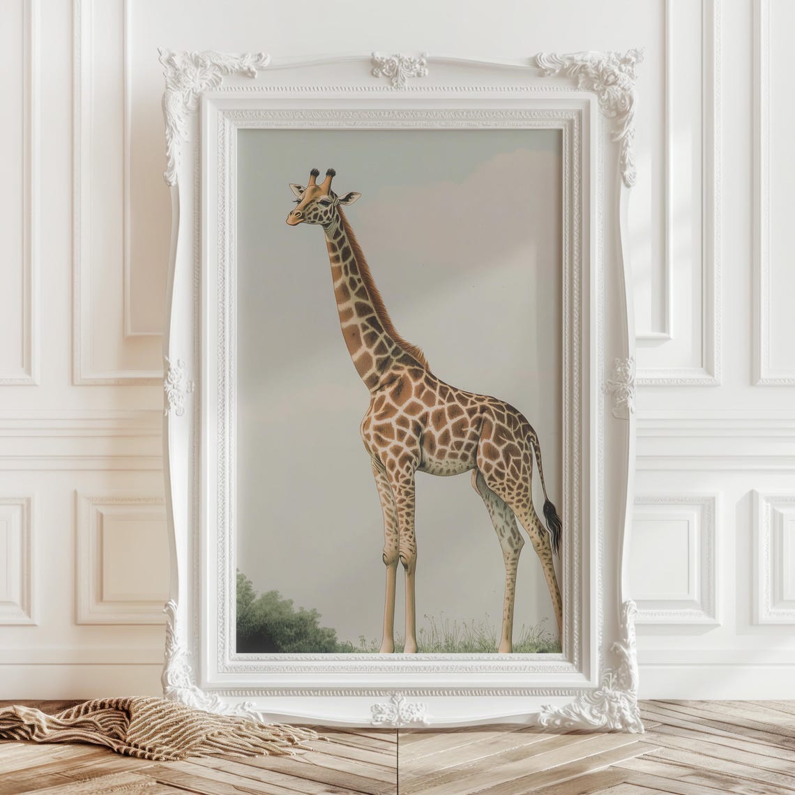 Giraffe Safari Animal Nursery Vintage Kids Wildlife Art Poster