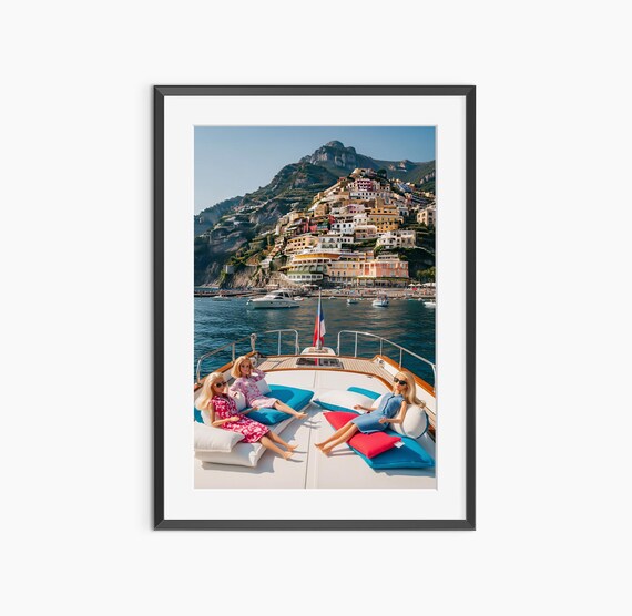 Yacht Girls Summer Day on Italian Coast Luxury Boat Deck Party Poster