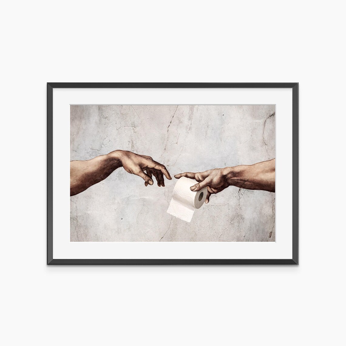 Creation of Adam Toilet Paper Parody Funny Bathroom Art Poster