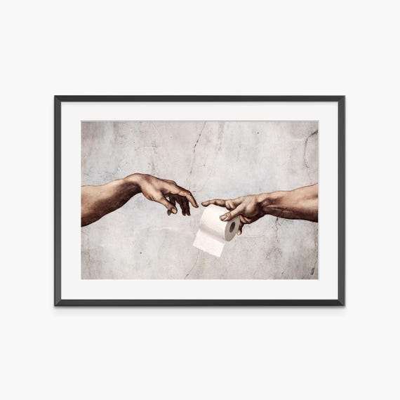 Creation Of Adam Art Photography Prints Funny Bathroom Altered Funky Wall Museum Quality