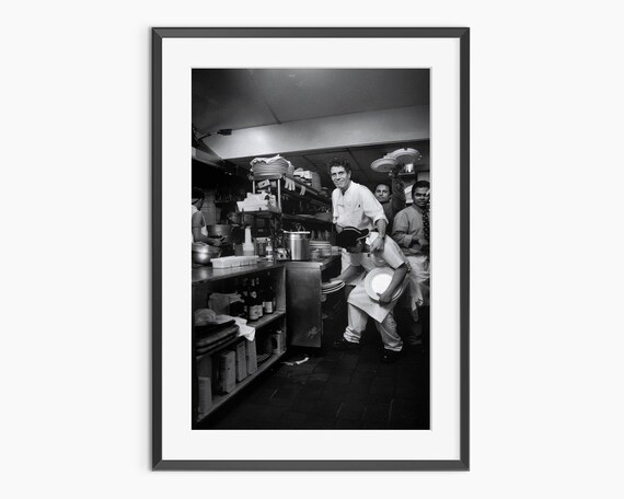 Anthony Bourdain Busy Kitchen Night Black and White Chef Photo Print