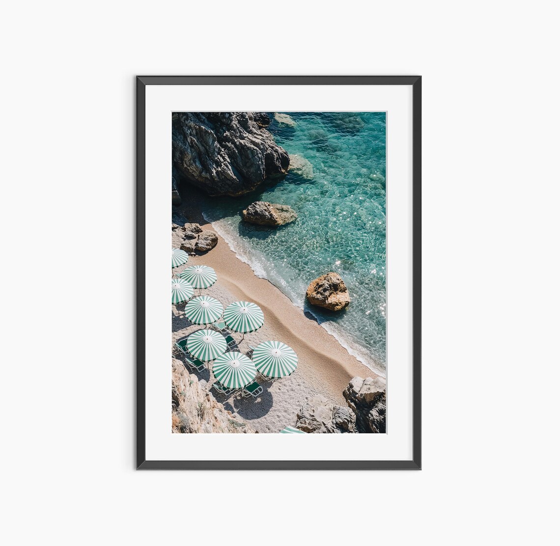 Aerial Beach Umbrellas Turquoise Coast Summer Photography Poster