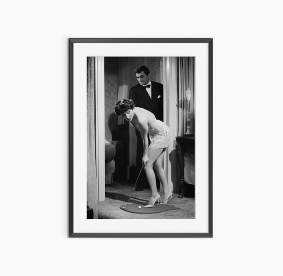 Golf In Old Hollywood Photography Prints Poster Retro Black And White Wall Art Museum Grade