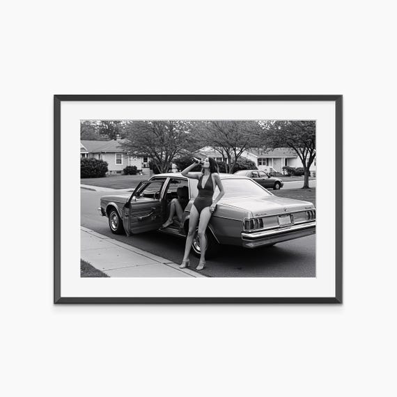 Fashion Wall Art Photography Prints Vintage Poster Black And White Retro Car Street Museum Grade