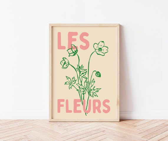 Les Fleurs, Hand-Drawn Floral Art Print