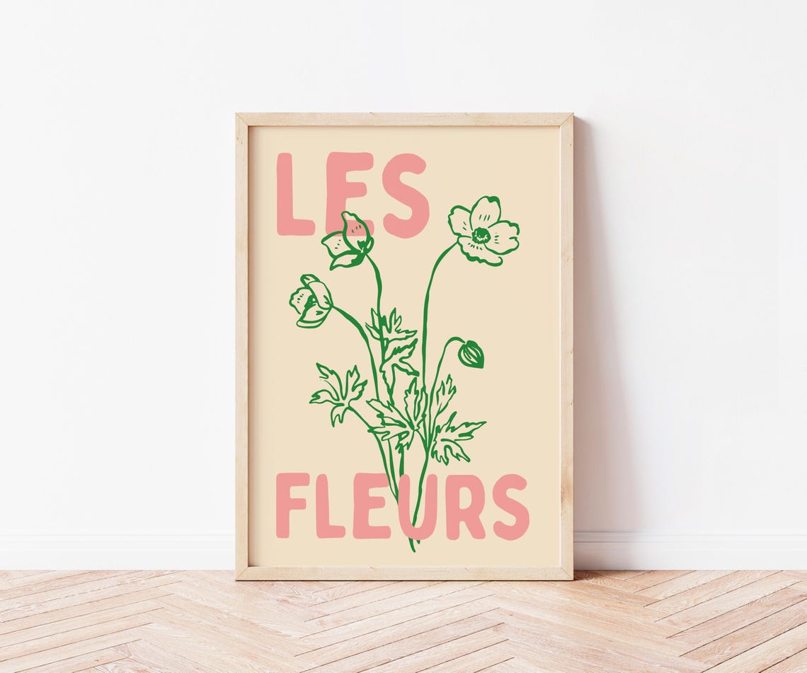 Les Fleurs, Hand-Drawn Floral Art Print