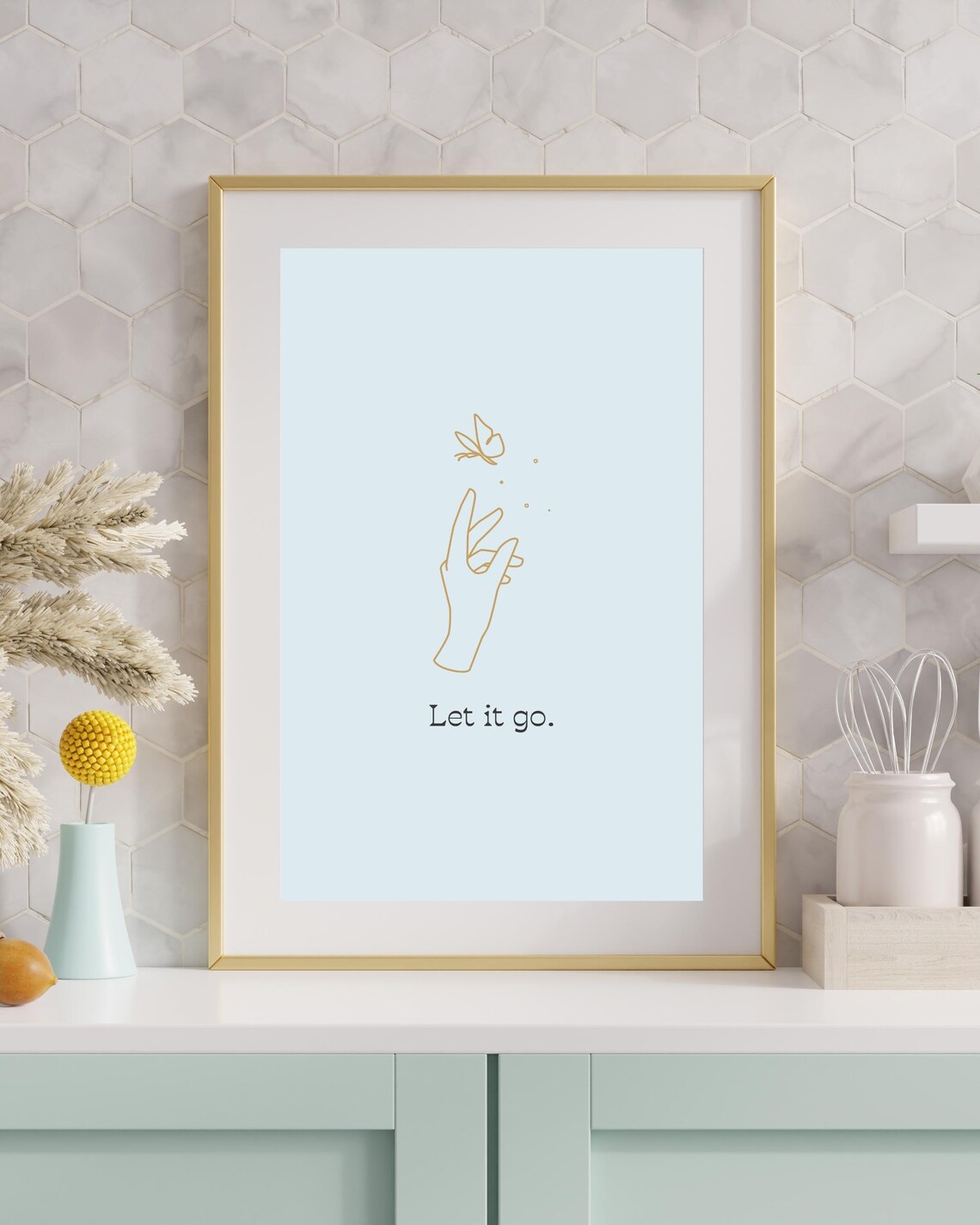 Let It Go Minimalist Hand Butterfly Poster