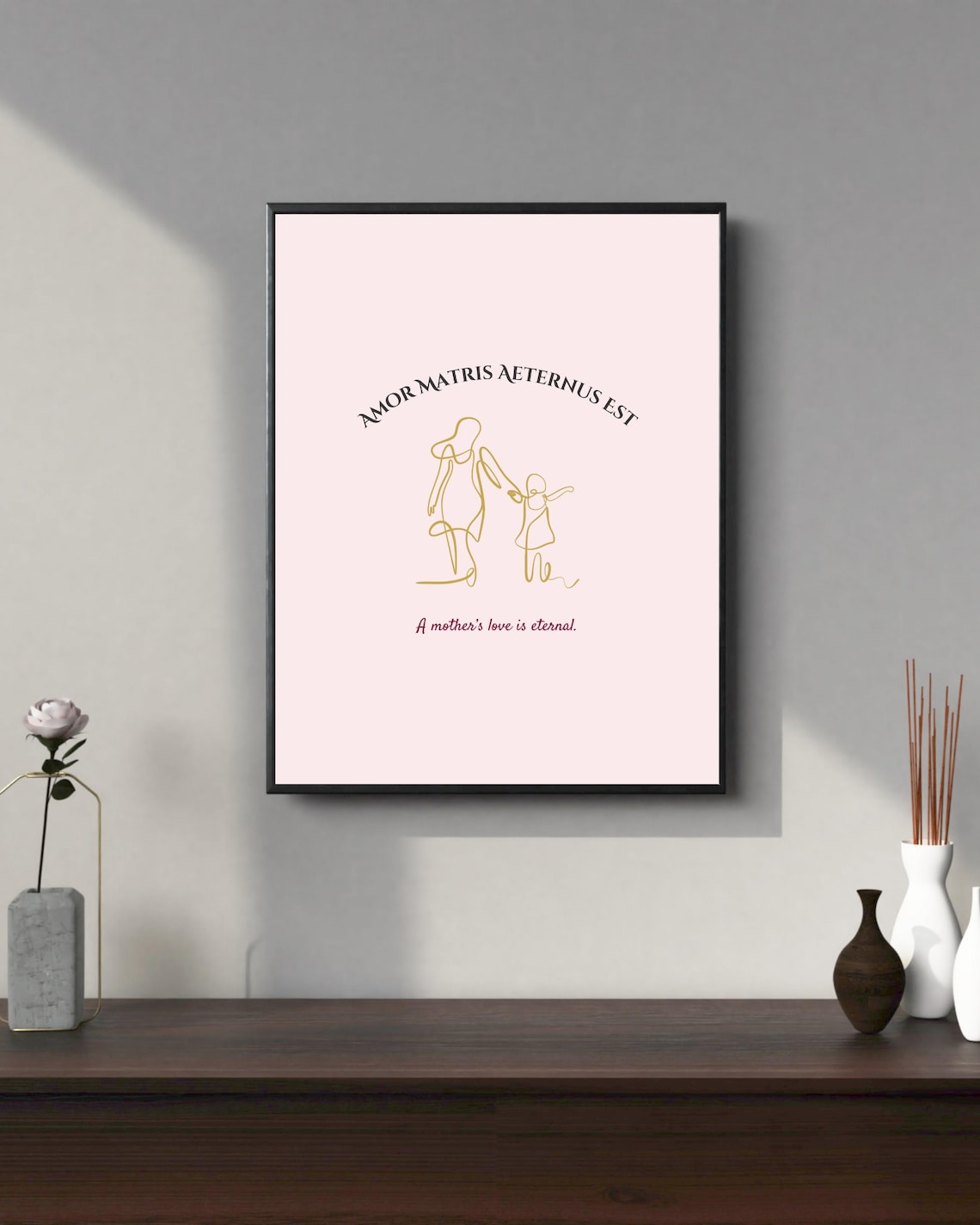 Amor Matris Aeternus Est, Minimalist Line Art Poster