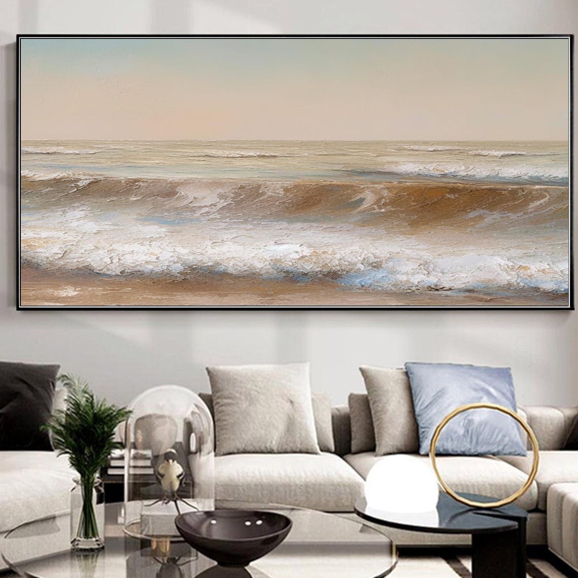 Amber Waves White Foam Ocean Sunset Panoramic Coastal Seascape Poster - Image 4