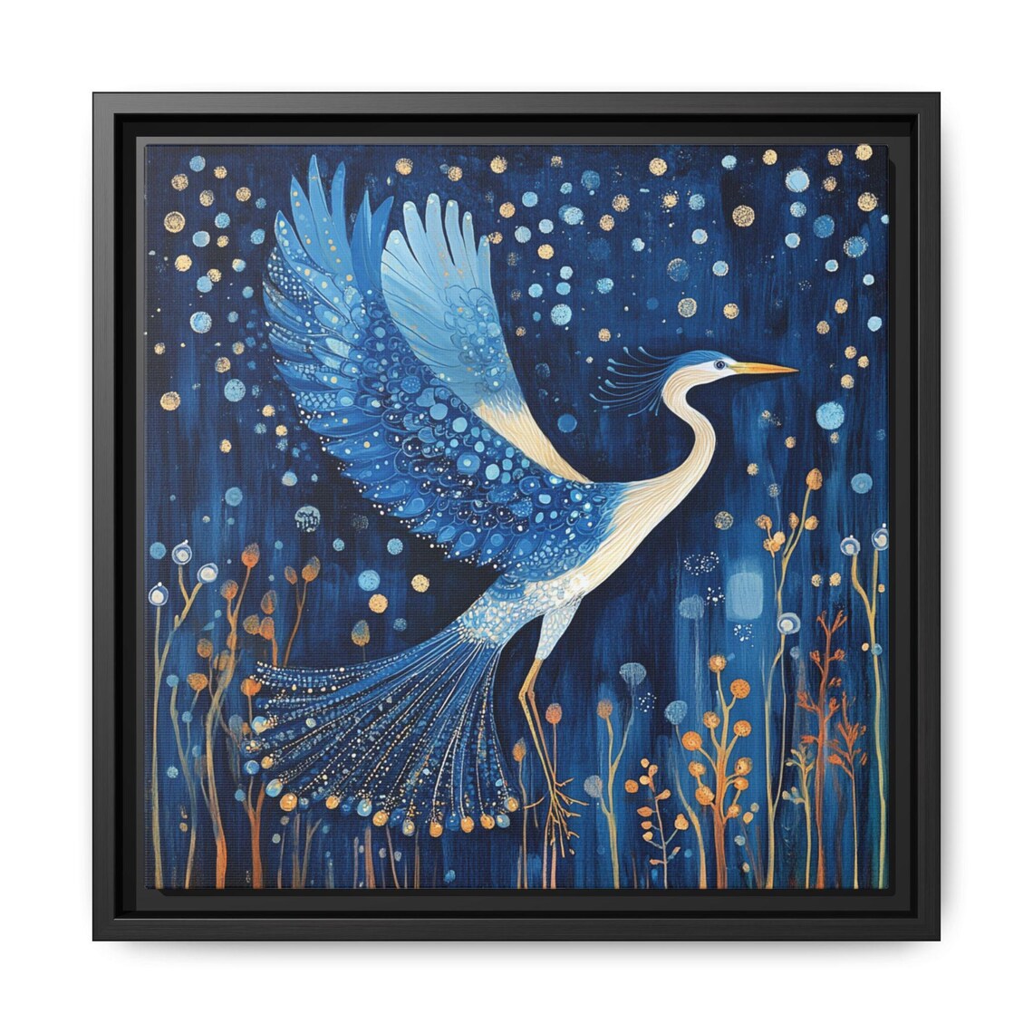 Blue Heron Whimsical Art Nouveau Wall Art Print - Image 5
