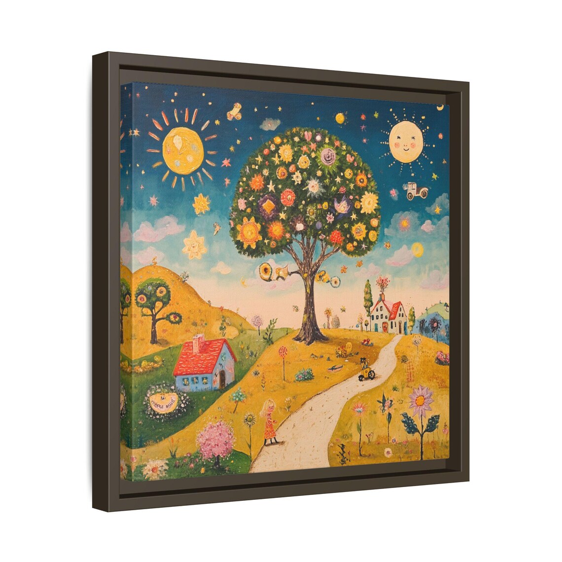 Abstract Floral Painting, Whimsical Tree Art - Image 3