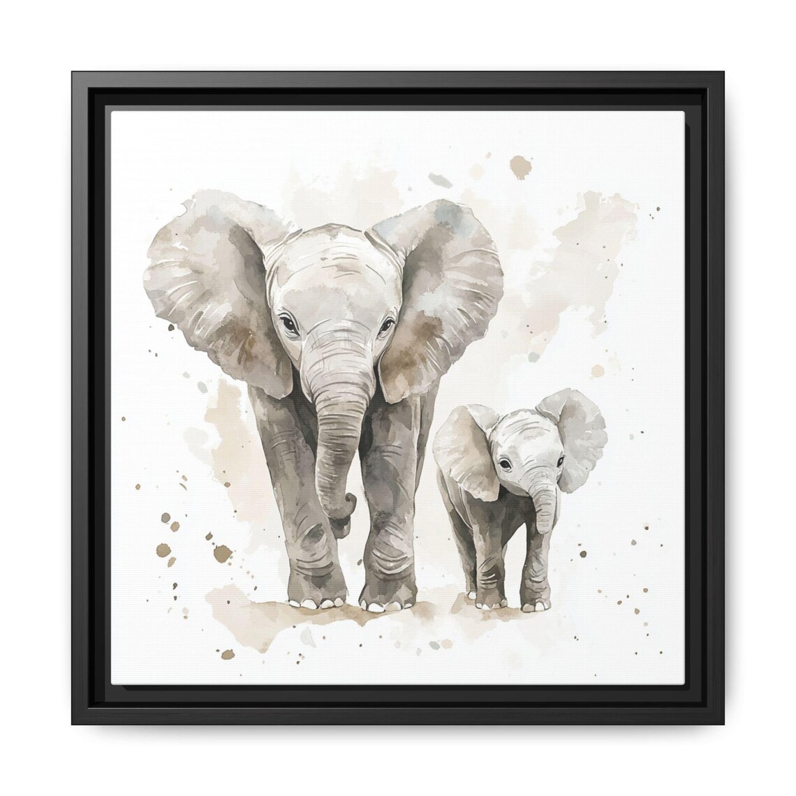 Elephant And Baby Watercolor Animal Art Print - Image 5