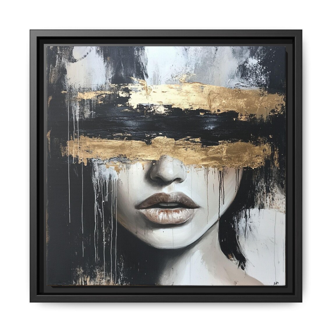 Modern Gold Metallic Looking Artwork, Statement Piece - Image 5