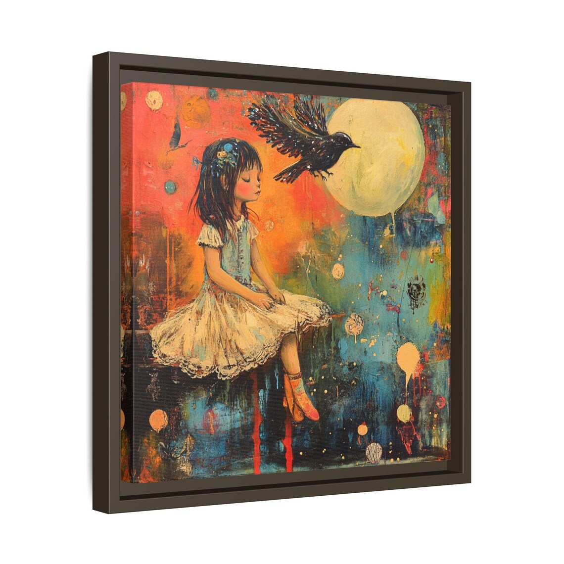 Vintage Abstract Bird And Girl, Nursery Decor - Image 3